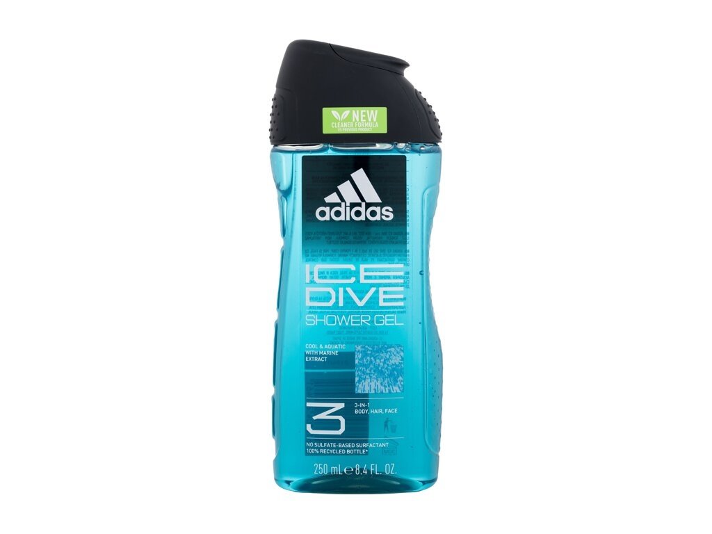 Adidas - Ice Dive Shower Gel 3-In-1 New Cleaner Formula - For Men, 250 ml