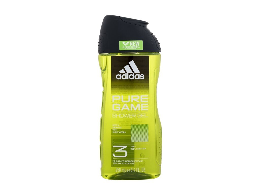 Adidas - Pure Game Shower Gel 3-In-1 New Cleaner Formula - For Men, 250 ml