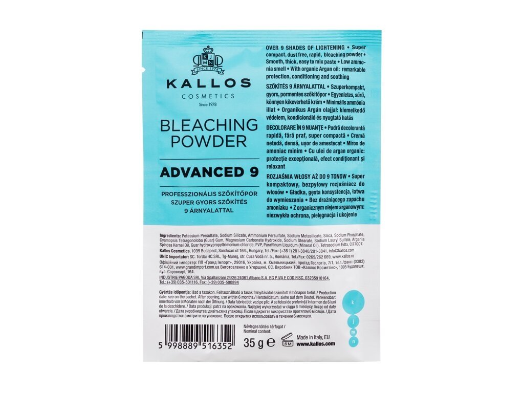 Kallos Cosmetics - KJMN Advanced 9 Bleaching Powder - For Women, 35 g