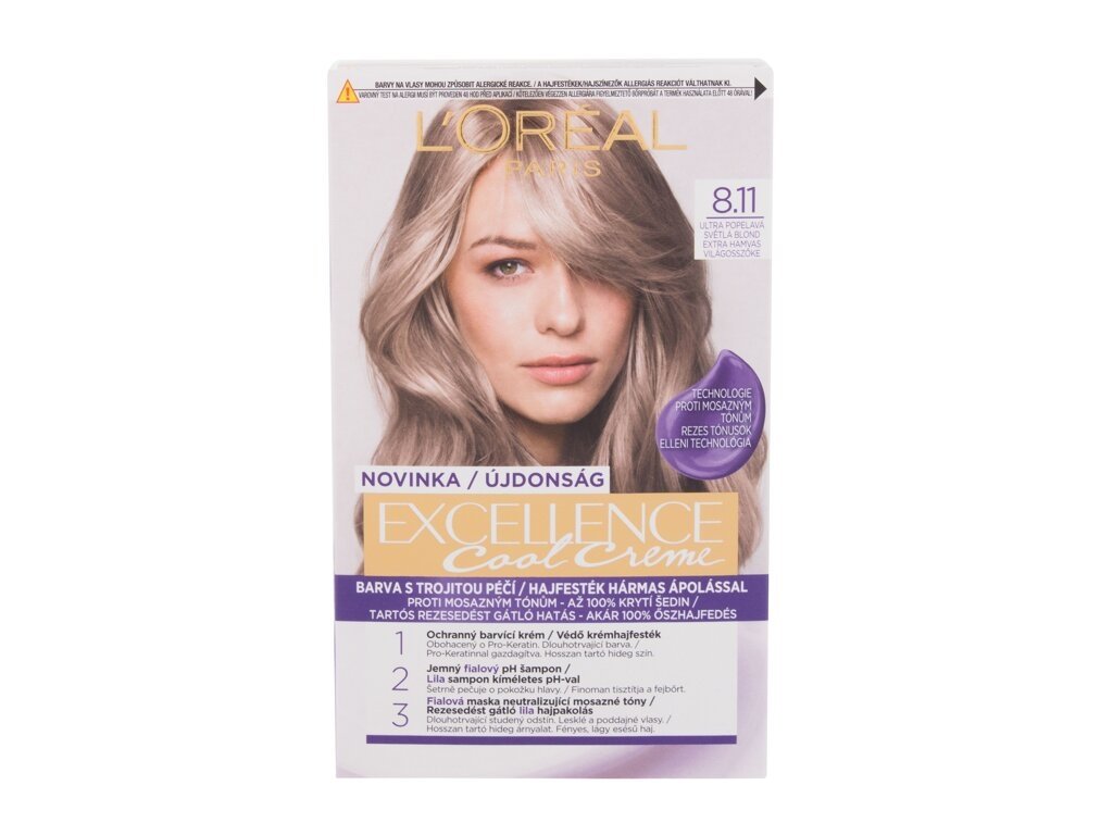 L'Oréal Paris - Excellence Cool Creme 8,11 Ultra Ash Light Blond - For Women, 48 ml