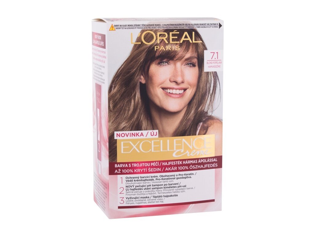 L'Oréal Paris - Excellence Creme Triple Protection 7,1 Natural Ash Blonde - For Women, 48 ml