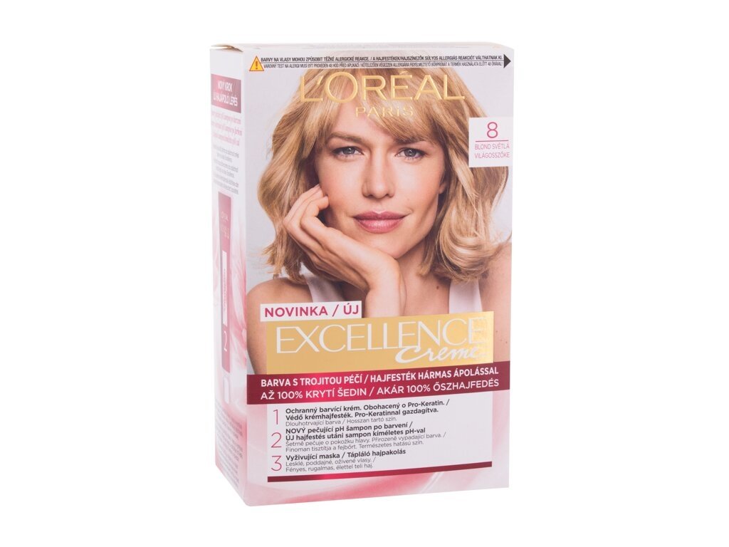 L'Oréal Paris - Excellence Creme Triple Protection 8 Natural Light Blonde - For Women, 48 ml