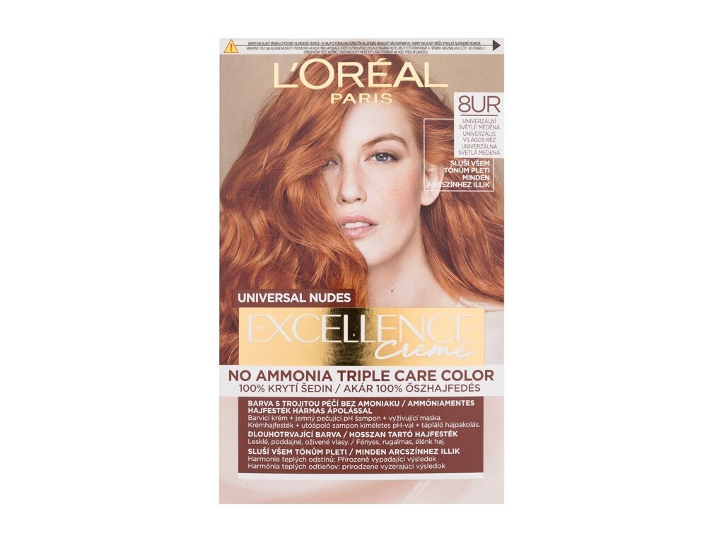 L'Oréal Paris - Excellence Creme Triple Protection 8UR Universal Light Copper - For Women, 48 ml