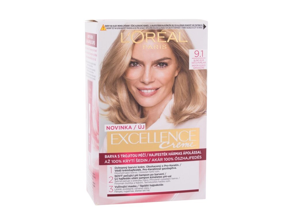 L'Oréal Paris - Excellence Creme Triple Protection 9,1 Natural Light Ash Blonde - For Women, 48 ml